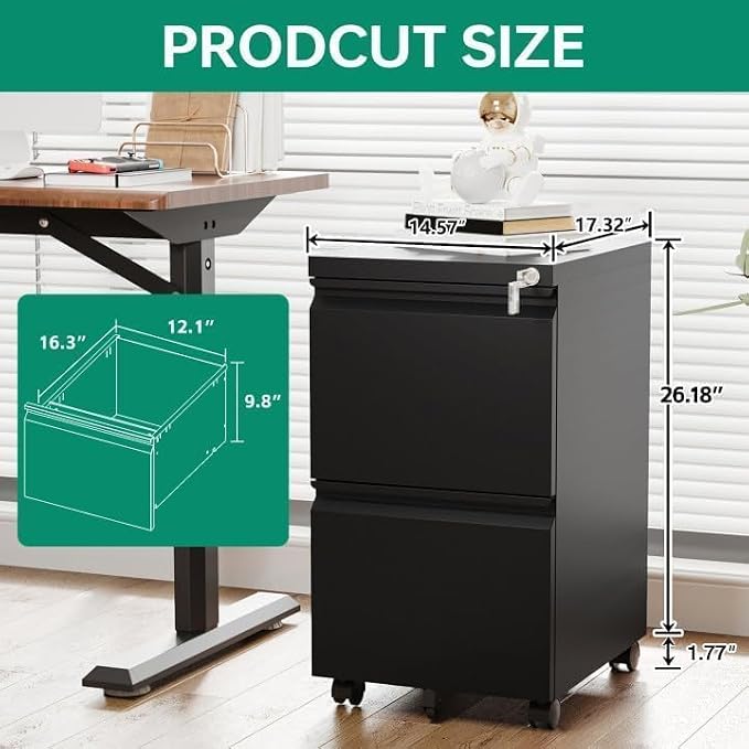 Letaya 2 Drawer Mobile File Cabinet - Image 3