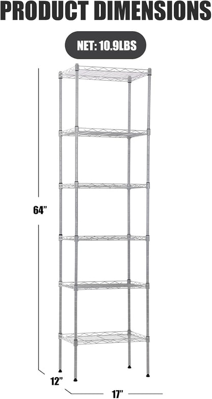 NChanmar 6-Tier Chrome Metal Shelving Unit Storage Shelves Heavy Duty Adjustable - Image 2