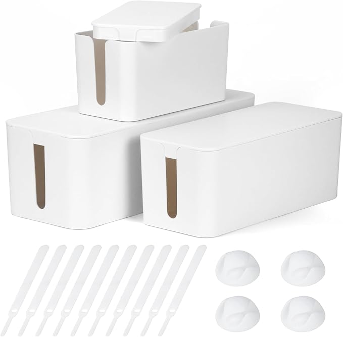 Cable Management Box DUNCHATY 3 Pack Cable Box Organizer by DUNCHATY
