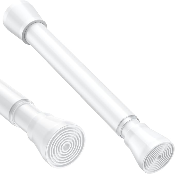 White Small Tension Curtain Rod 16-26 Inch, 7/8" inch Adjustable Short Curtain by MEXAUSPRINGCURTAINRODS