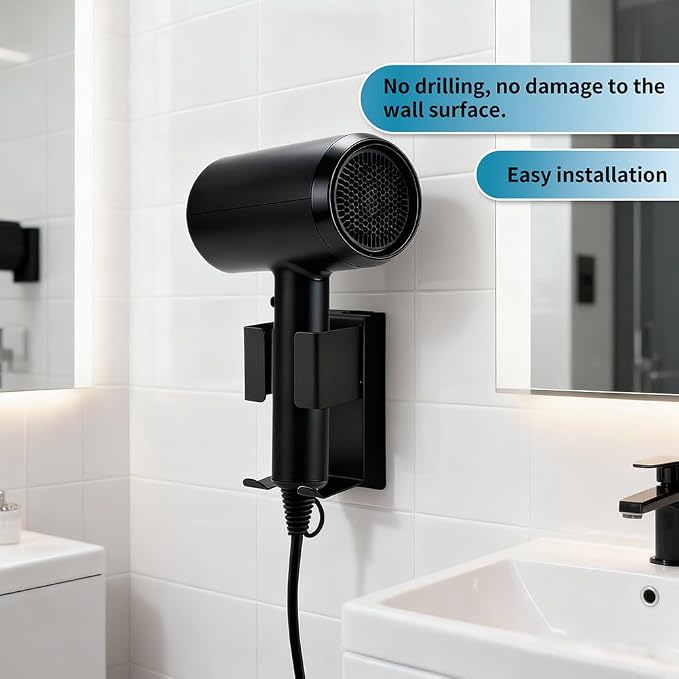 No-Drill Hair Tool Holder, Wall Mounted Curling Iron Holder, Hair Straightener - Image 3