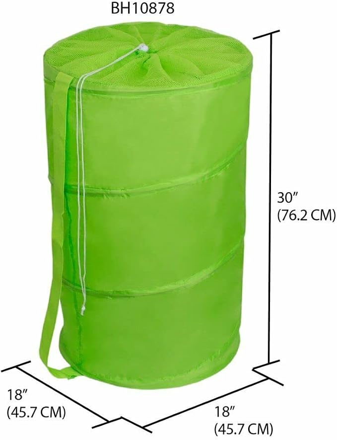 Laundry Basket Pop Up Barrel Hamper Collapsible Breathable Mesh Bag Solid Color - Image 4