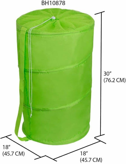 Laundry Basket Pop Up Barrel Hamper Collapsible Breathable Mesh Bag Solid Color - Image 4