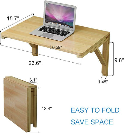 MM MELISEN Solid Wood Wall-Mounted Folding Table in Natural, 23.6" D x 15.7" W. - Image 3