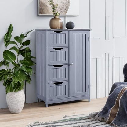 Yaheetech Large Bathroom Storage Cabinet, Freestanding Floor Cabinet - Image 5