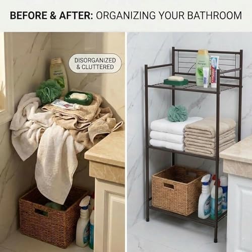 Bath Bliss Satin 3 Tier Storage Shelf Nickel | Dimensions: 17.3"x 10.6"x 35.8" - Image 7