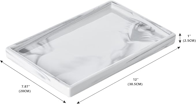 Ceramic Vanity Bathroom Tray Marble Decor Holder and Organizer - Image 6