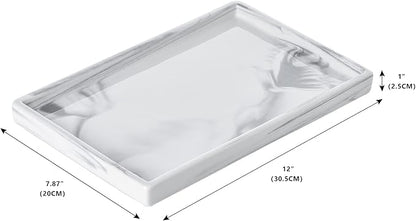 Ceramic Vanity Bathroom Tray Marble Decor Holder and Organizer - Image 6