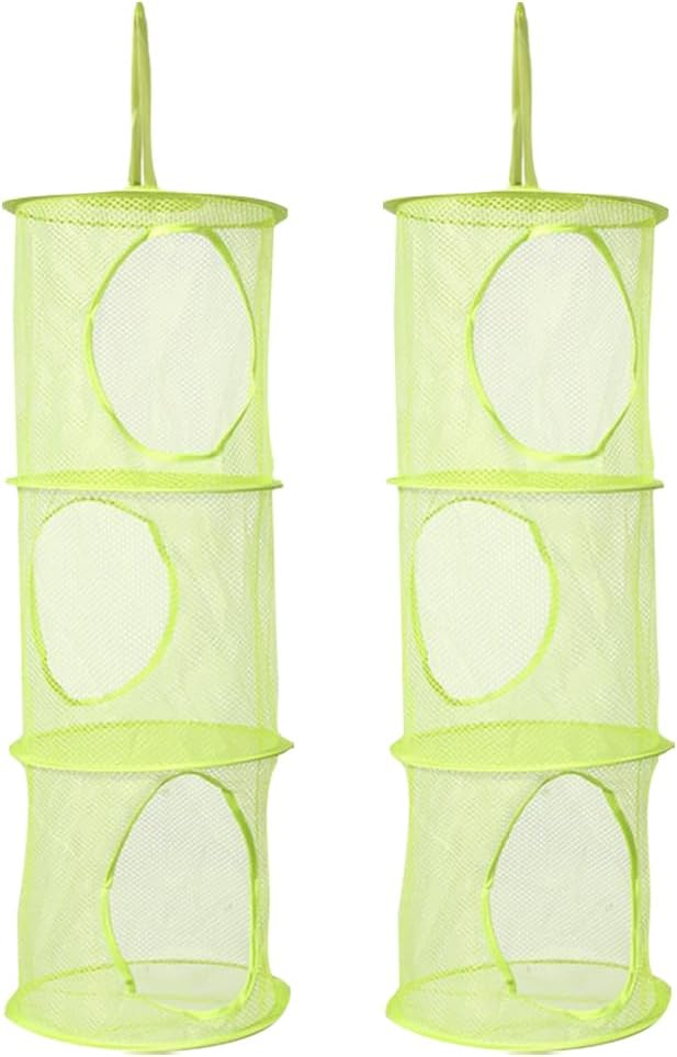 GSHLLO 2 Pcs Toy Storage Hanging Mesh 3 Compartment Organizer Net Stuffed by GSHLLO