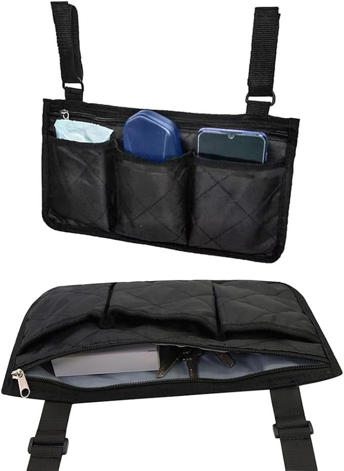 Bed Rails Bag with Cup Holder Phone Pouch 4 Pocket Storage Organizer Bag - Image 3