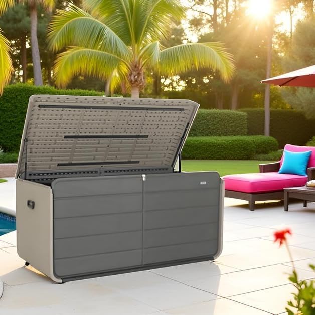 KUIKUI Deck Boxes Outdoor Waterproof, Large Outdoor Deck Box by KUIKUI