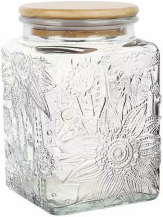 ANSQU Square Glass Jar, 25.3oz Vintage Glass Jar by ANSQU