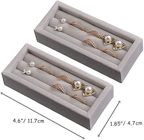 DesignSter Small Jewelry Tray, Velvet Jewelry Display Tray, Stackable Jewelry - Image 2
