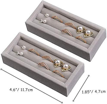 DesignSter Small Jewelry Tray, Velvet Jewelry Display Tray, Stackable Jewelry - Image 2