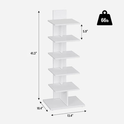 TUTOTAK Book Shelf, Narrow Spine Bookshelf, 6-Tier Bookcase - Image 2