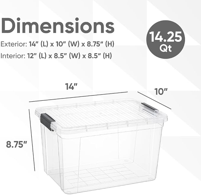Superio Clear Storage Box with Lid, Plastic Container Bin - Image 2