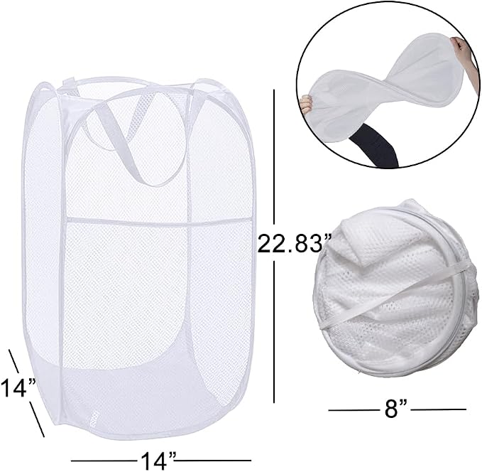 2 Pack Mesh Pop Up Laundry Baskets, Collapsible Laundry Hampers, Foldable - Image 8
