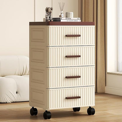 4 Drawers Storage Bins with Wheels, 4-Tier Storage Cabinet with Drawers - Image 4