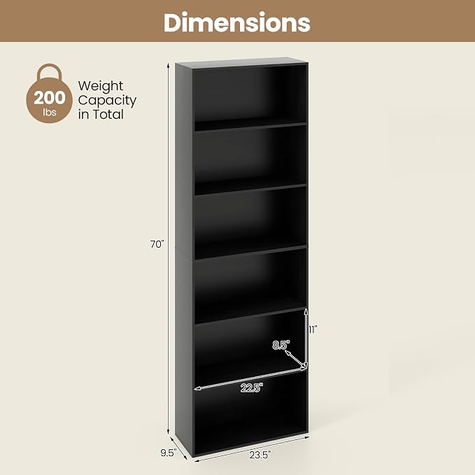 Giantex 6-Tier Bookcases Set of 2, Freestanding Storage Organizer w/Open Shelves - Image 3