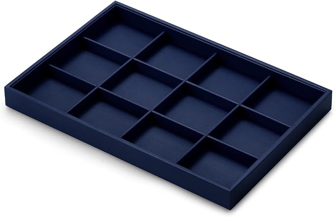 Oirlv Stackable Premium Leather Jewelry Trays 12 Grid Jewelry Drawer Organizer - Image 7