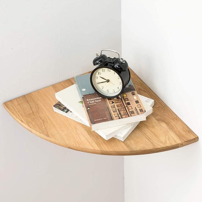 Corner Shelf, 16inch Natural Oak Solid Wood Floating Corner Shelves Wall Mount by Coamily