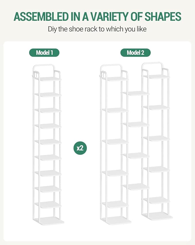 Hzuaneri 10 Tiers Vertical Shoe Rack, Narrow Shoe Tower, Tall Shoes Shelf - Image 5