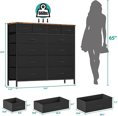 Large Dresser for Bedroom with 12 Deep Drawers, Tall Fabric Drawer Dresser - Image 3