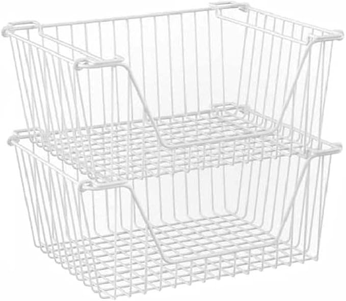 Stackable Wire Metal Baskets Cabinet Organizer Sturdy Metal Wire Pantry Freezer by blitzlabs