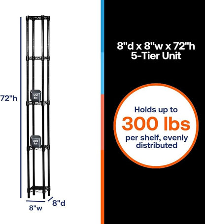 Shelving Inc. 8" d x 8" w x 72" h Black Wire Shelving - Image 2