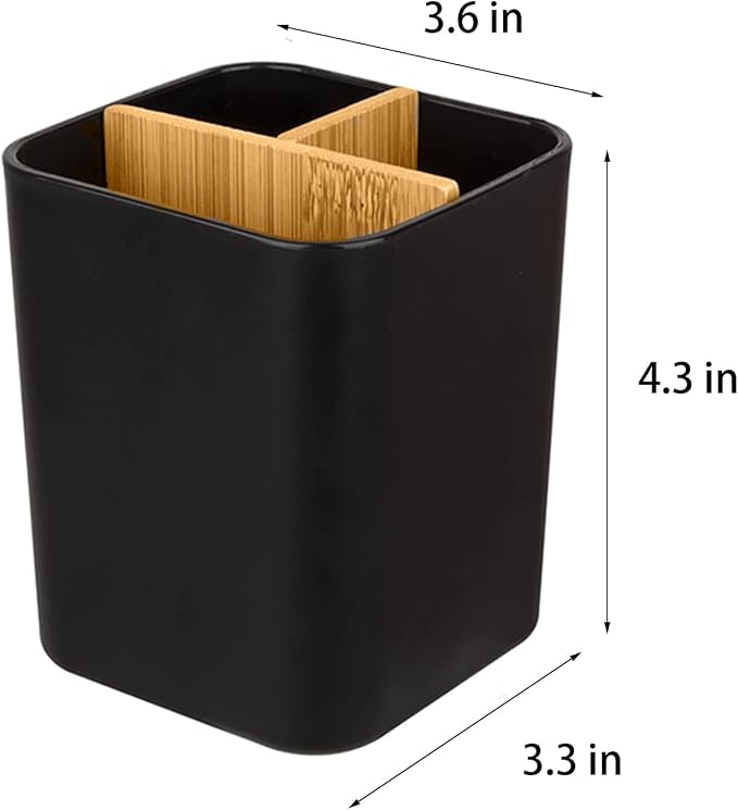 Bamboo Toothbrush Holder for Bathrooms, 3 Slots Toothbrush and Toothpaste - Image 6