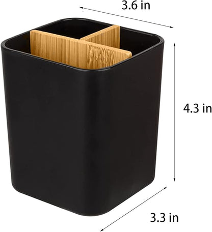 Bamboo Toothbrush Holder for Bathrooms, 3 Slots Toothbrush and Toothpaste - Image 6