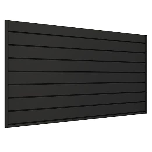 4FT x 2FT Black PVC Slatwall Panel, Modern Wall-Mounted Garage Storage System by Neoaider
