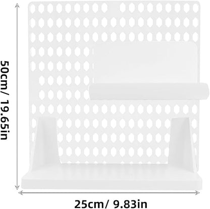 Wall Pegboard Storage Shelf White Plastic Organizer Rack - Image 3