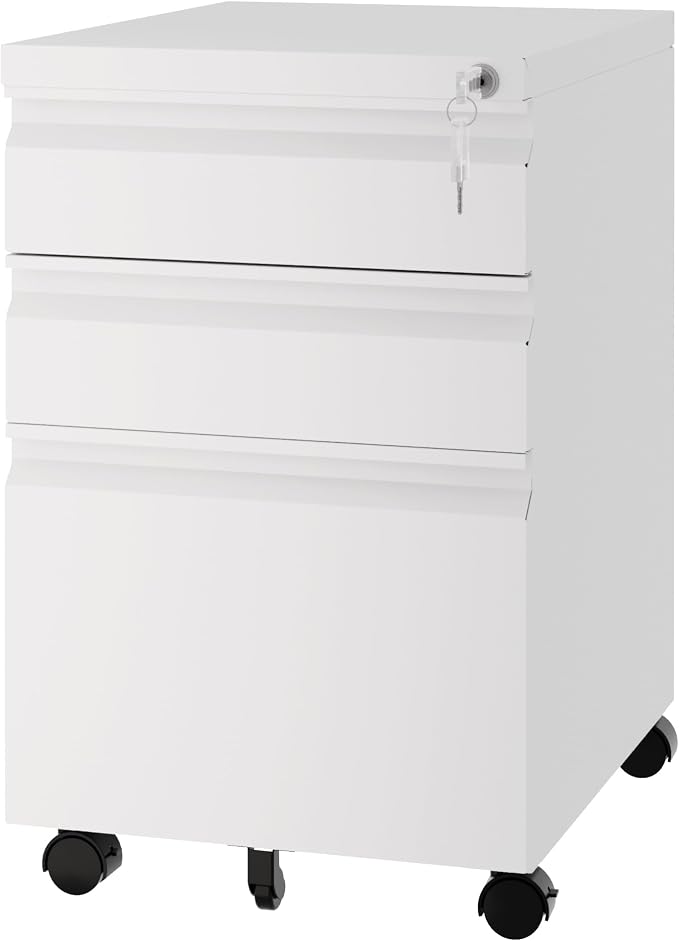 3 Drawer Vertical File Cabinet, Mobile Filling Cabinet by Fesbos