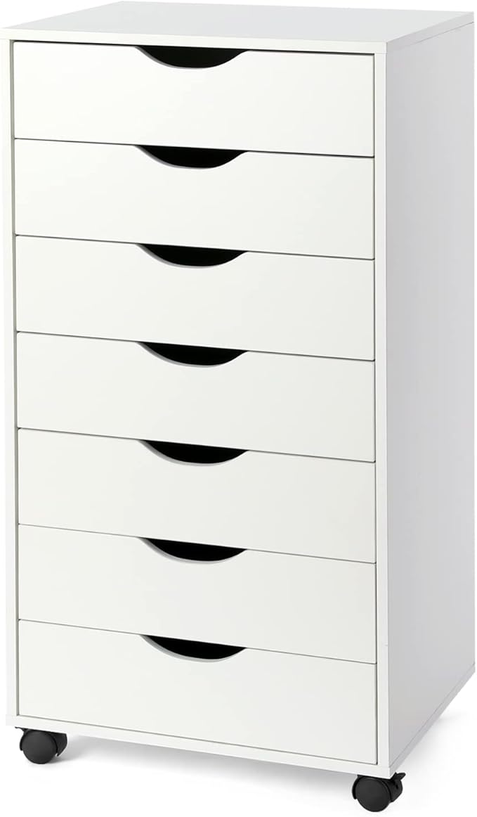 TUSY 7 Drawer Storage Organizer on Wheels, Mobile File Cabinet by TUSY