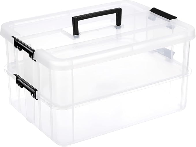JUXYES 2-Tiers Stack Carry Storage Box by JUXYES