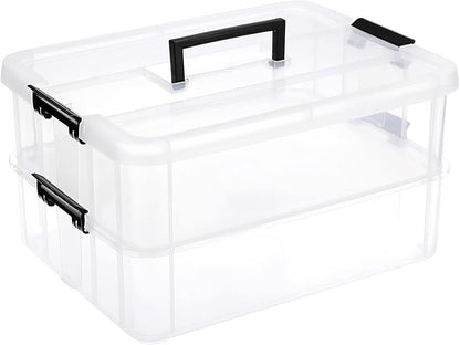 JUXYES 2-Tiers Stack Carry Storage Box by JUXYES