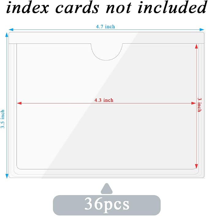 36 Pack 3.5" x 4.7" Self-Adhesive Label Holders Index Card Pockets - Image 2