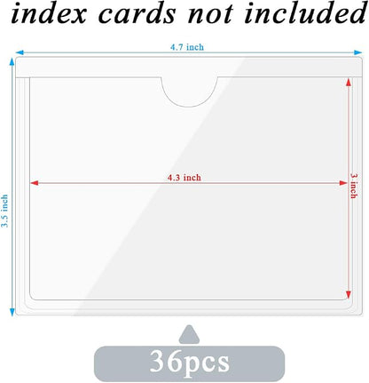 36 Pack 3.5" x 4.7" Self-Adhesive Label Holders Index Card Pockets - Image 2