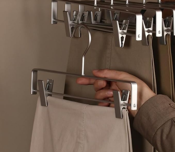 Premium Matte Silvery Aluminum Pants Clip Hanger 100 Pack, 12” Extra Smooth & - Image 2