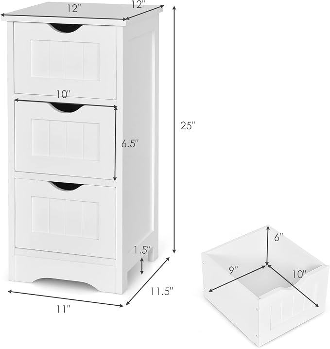 Tangkula Floor Cabinet with 3 Drawers Wooden Storage Cabinet - Image 3