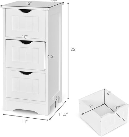 Tangkula Floor Cabinet with 3 Drawers Wooden Storage Cabinet - Image 3
