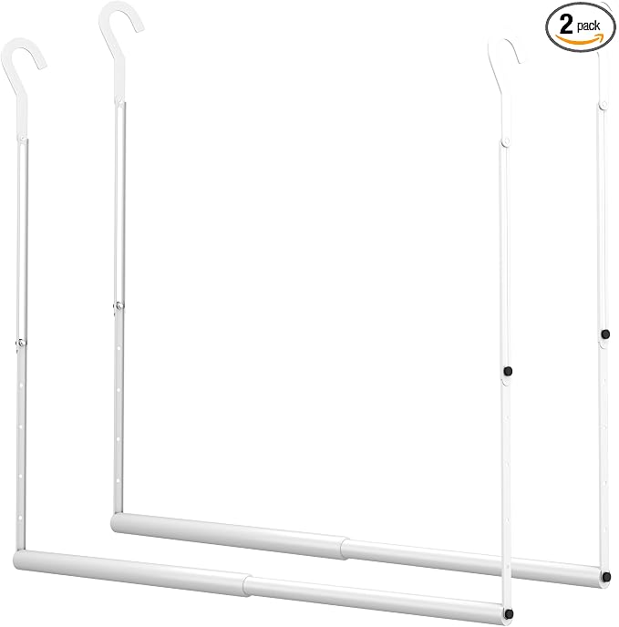 OPKING Double Hanging Closet Rod Extenders Adjustable Width & Height White | by OPKING