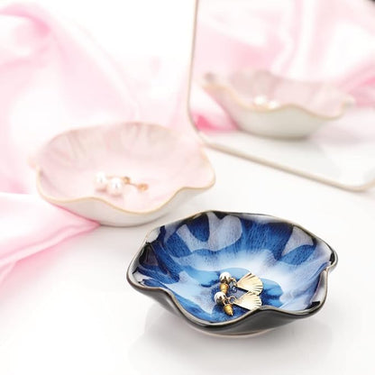 Binoster Gifts for Women Ceramic Jewelry Dish, Leaf Jewelry Tray Key Tray - Image 2