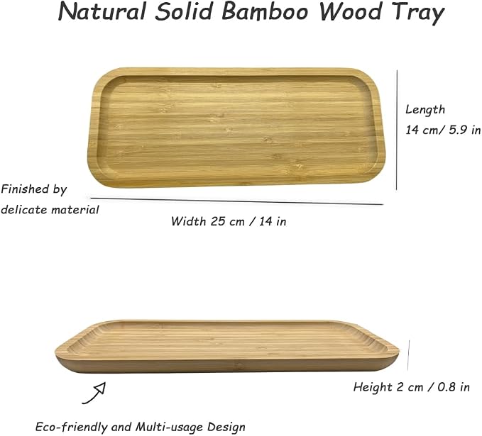 Wood Vanity Tray, Bathroom Counter Solid Bamboo Organizer, Toilet Tank Top - Image 2
