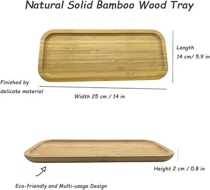 Wood Vanity Tray, Bathroom Counter Solid Bamboo Organizer, Toilet Tank Top - Image 2
