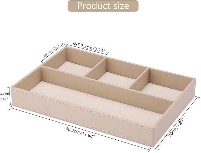 KINGFOM 4-Slot Leather Drawer Tray Desk Stationery Sundries Organizer Storage - Image 2