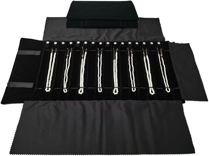 Portable Jewelry Roll Untangled Secure Necklace Travel Storage Bag Displays - Image 5