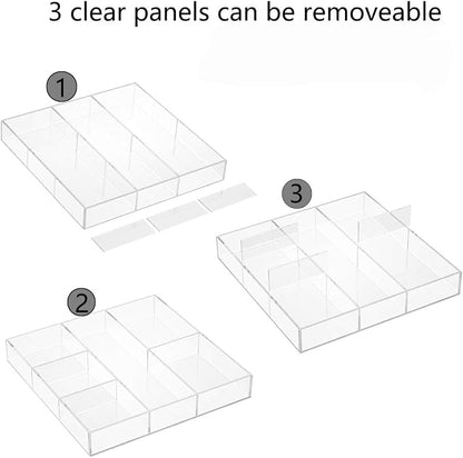 HIIMIEI Acrylic Drawer Organizer, 6 Section Clear Makeup Tray Organizer - Image 3