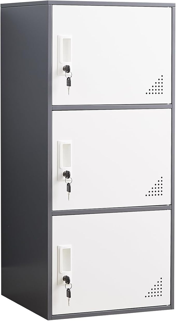 3 Door Metal Locker Steel Storage Cabinet, Office Storage Lockers by iCHENGGD